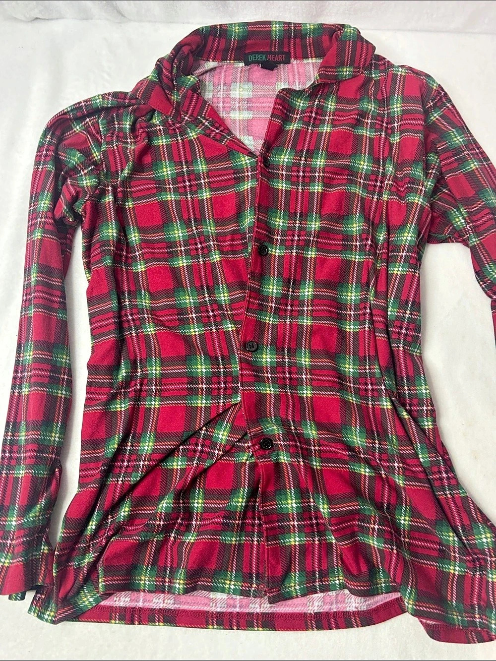 Derek Heart Plaid Christmas Pajama Set XL